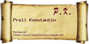 Preil Konstantin névjegykártya